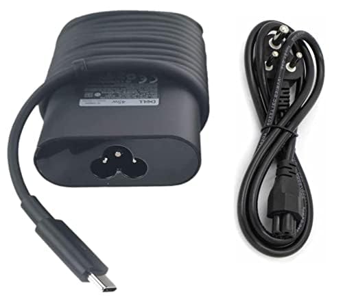 45W USB Type C Dell Laptop Charger for Dell Xps 13 9365 9370 9380, Latitude 7275 7370 5175 5285 5290-2In1 7390 2In1, La45Nm150, 0Hdcy5 (Include Power Cord), Black
