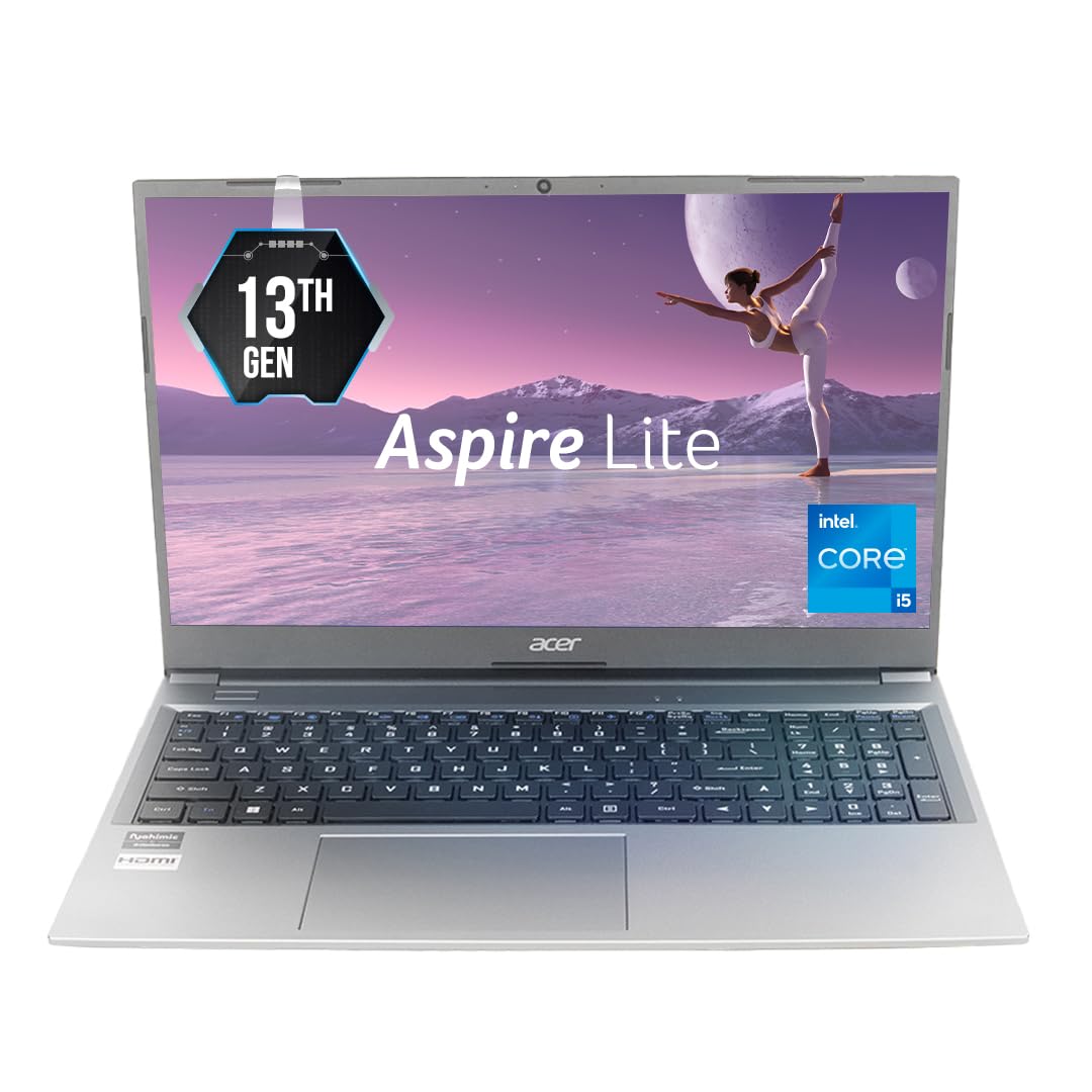 Aspire Lite 13th Gen Intel Core i5-1334U, Office 2024 + M365 Basic, 16 GB RAM/512GB SSD, Full HD, 15.6"/39.62 cm, Win 11 Home, Backlit KB, Steel Gray, 1.59 KG, AL15-53, Metal Body, Thin & Light Laptop
