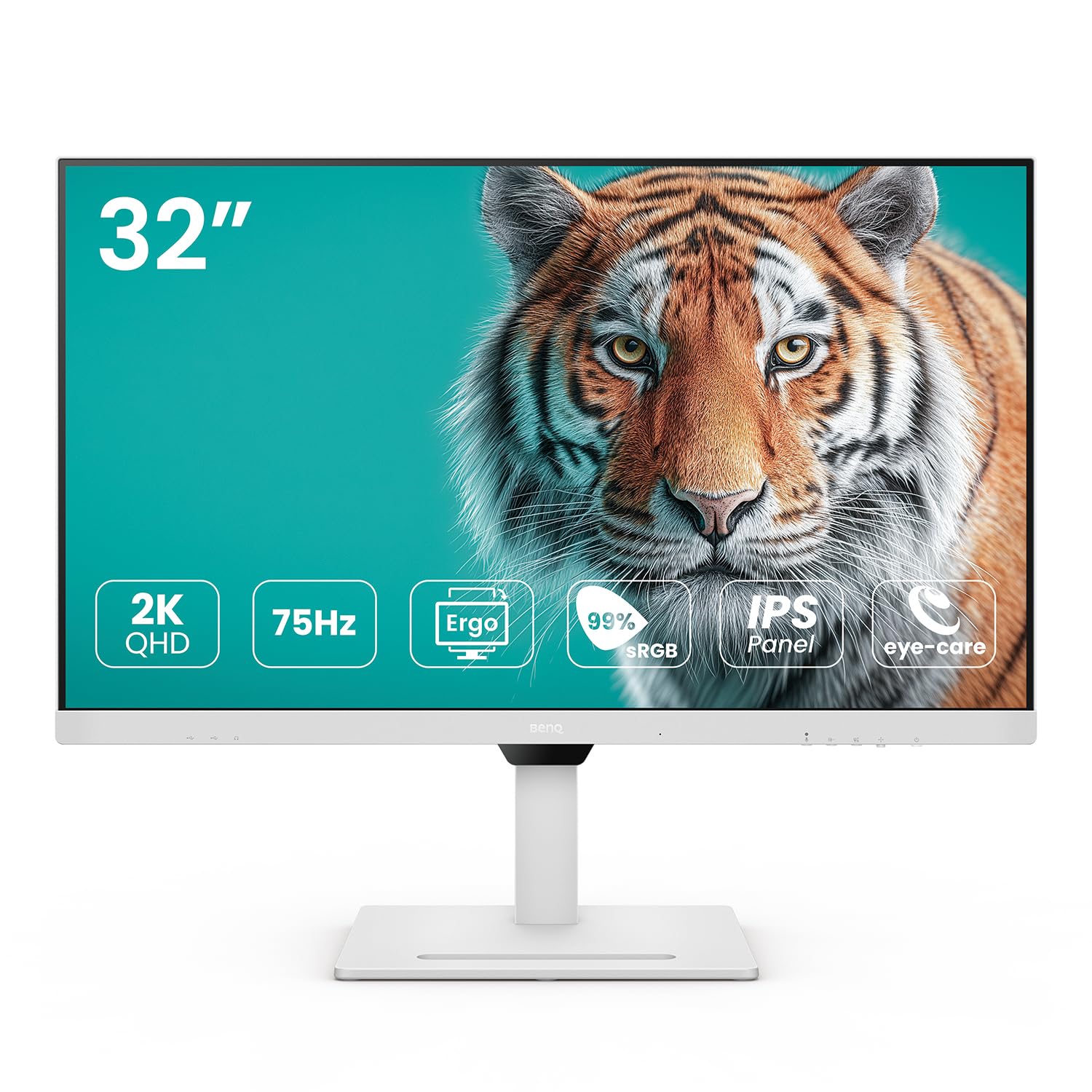 BenQ GW3290QT 31.5" IPS 2k QHD Monitor| USB-C(65W PD)| Coding Mode| 99%sRGB|Daisy Chain| Height Adjust| 75Hz| Eye Safe Certified| Brightness Intelligence| Noise Filter Speaker| HDMI|DP|USB Hub (White)