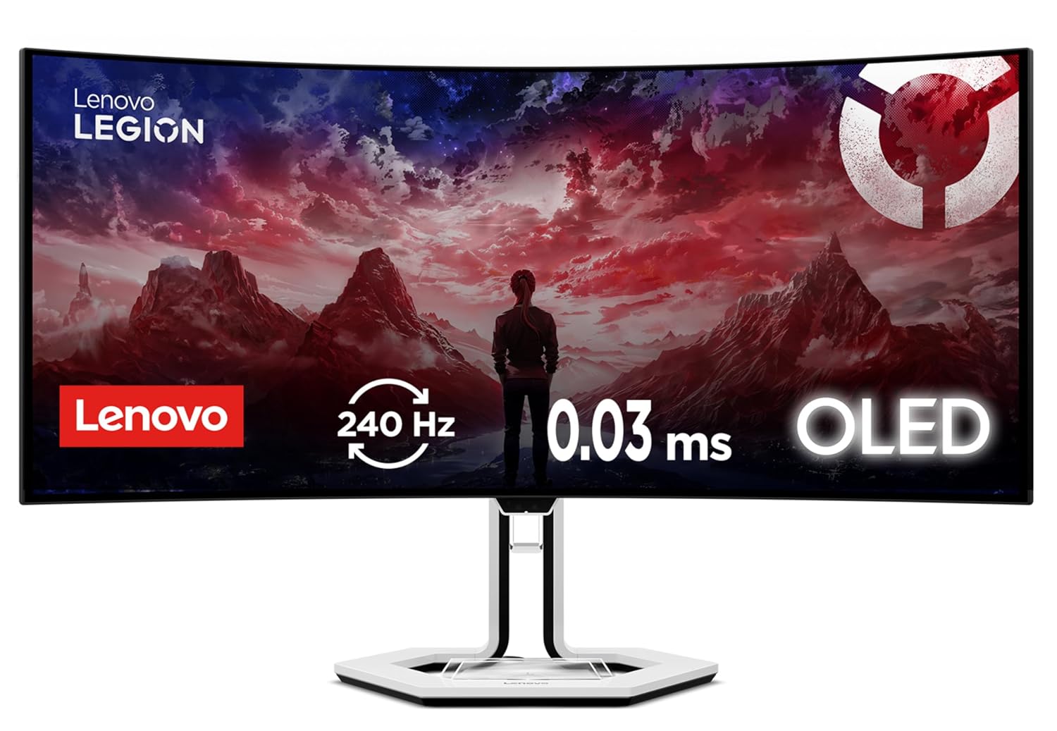 Lenovo Legion Pro 34WD-10| 34" 240Hz WQHD OLED Curved Gaming Monitor|0.03ms, USB-C Docking 140W PD,2xHDMI+DP, RJ45|Tilt,Swivel,Height Stand|AI Smart Sensors|2x5W Speakers|KVM Switch| 67C9UAC1IN