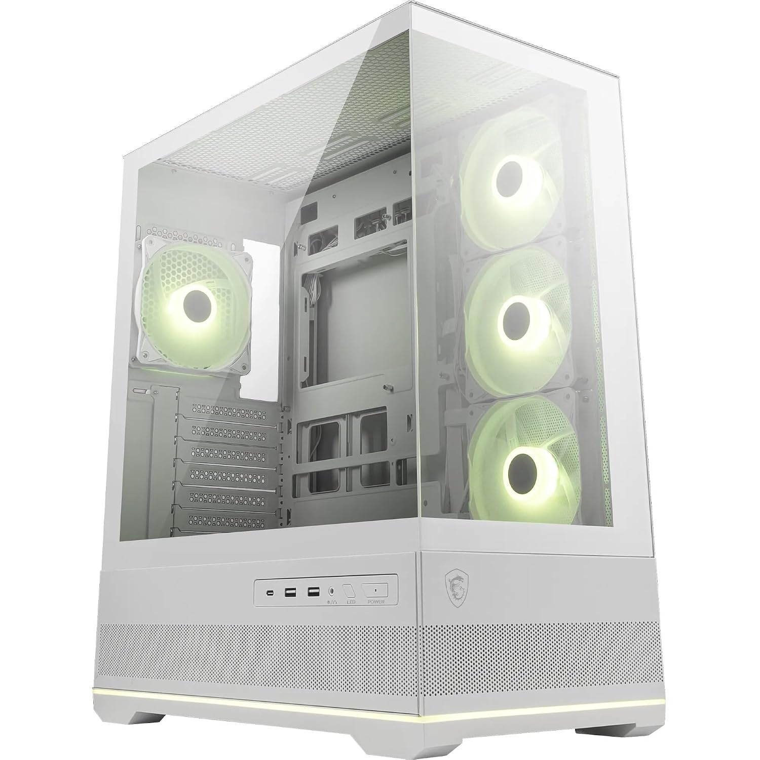 MSI MAG PANO 110R PZ White - Mid-Tower Gaming PC Case - Supports up to 400 mm GPU in Length, Removable Dust Filters, USB 20Gbps (Type-C), Back-Connect ATX & Micro-ATX Motherboard Support
