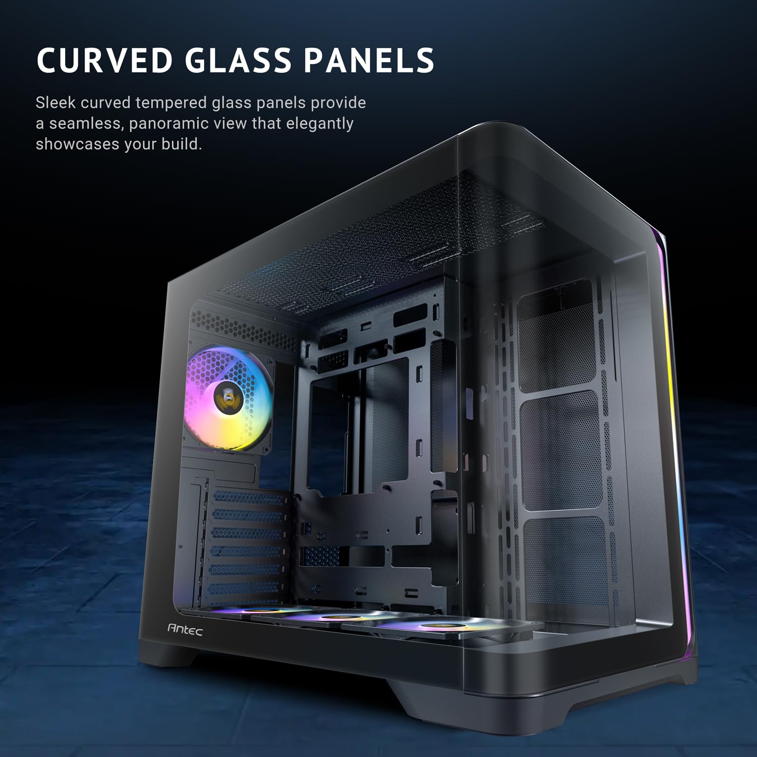 Antec C5 Curve ARGB Mid Tower PC Case Black Curved Panoramic Glass 4 ARGB Fans