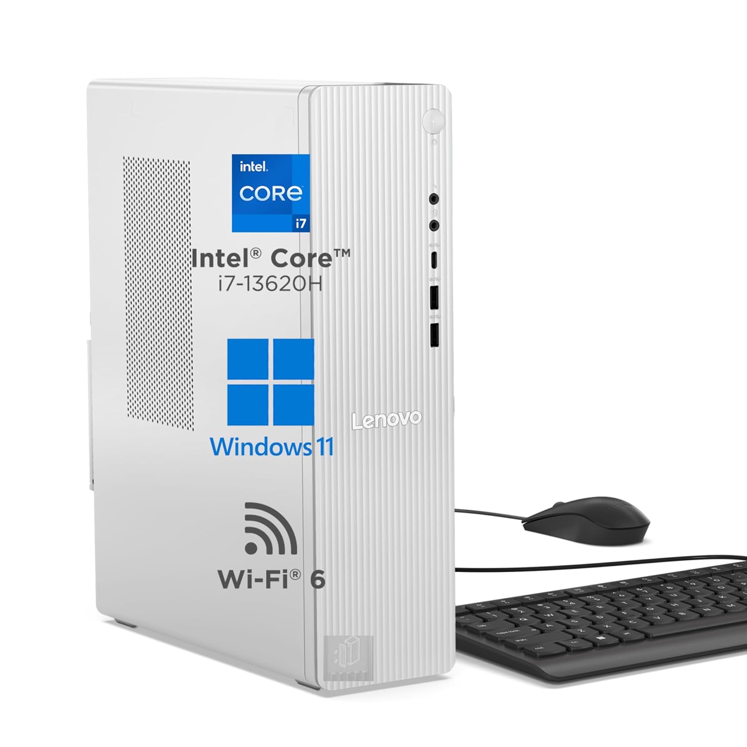 Lenovo IdeaCentre Tower 13th Gen Core i7-13620H (32GB RAM/1TB SSD/Windows 11/Microsoft 365 Basic + Office Home 2024/Wifi 6/Bluetooth 5.2/USB Calliope Keyboard & Mouse,Black/Grey)
