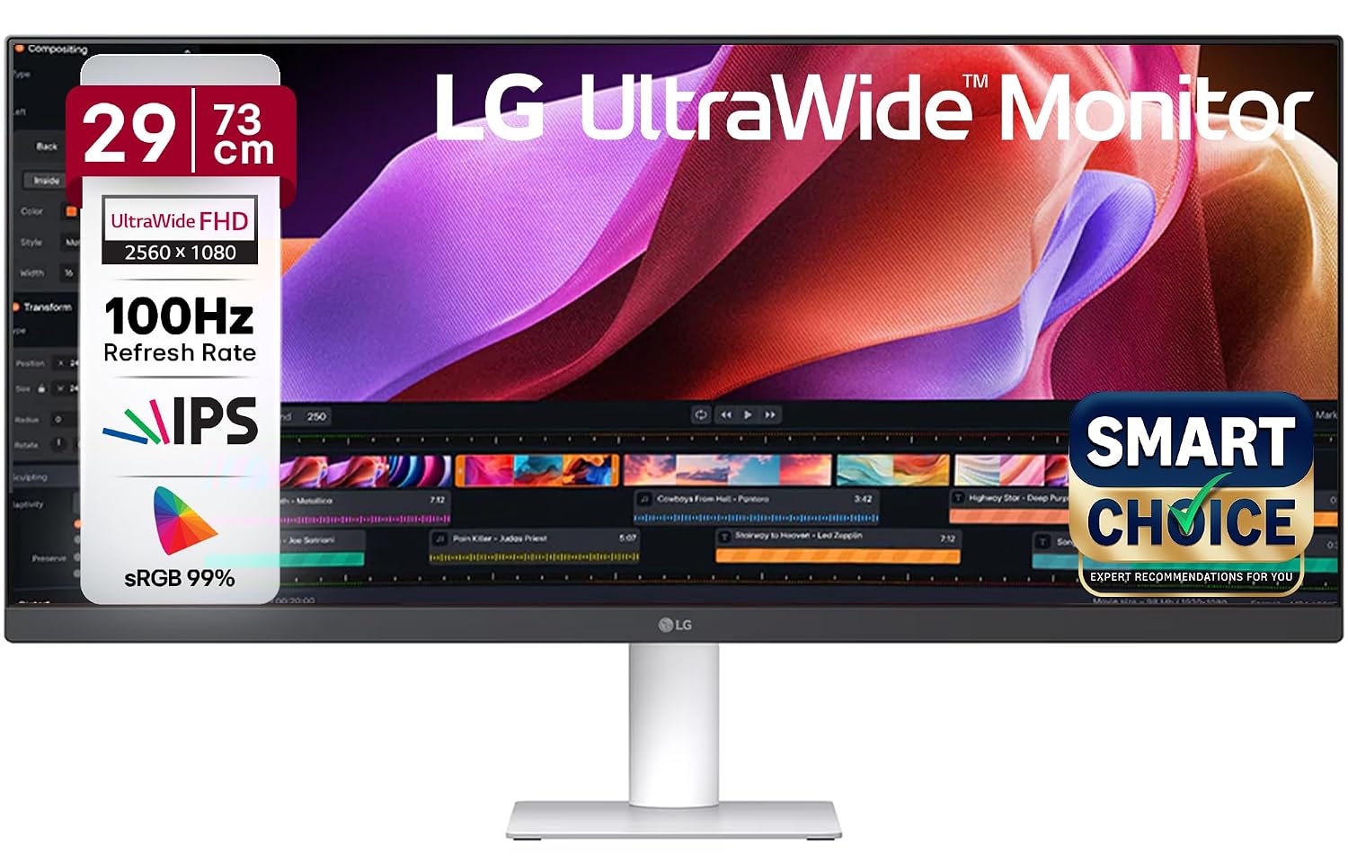 LG 29U531A Smartchoice 73 cm (29 Inch) UltraWide WFHD (2560x1080) IPS Monitor, 100Hz, 5ms(GtG), Anti-Glare, HDR10, 3-Side Virtually Borderless, HDMI, DP, USB-C, Speakers, Tilt Adjustable (Black)