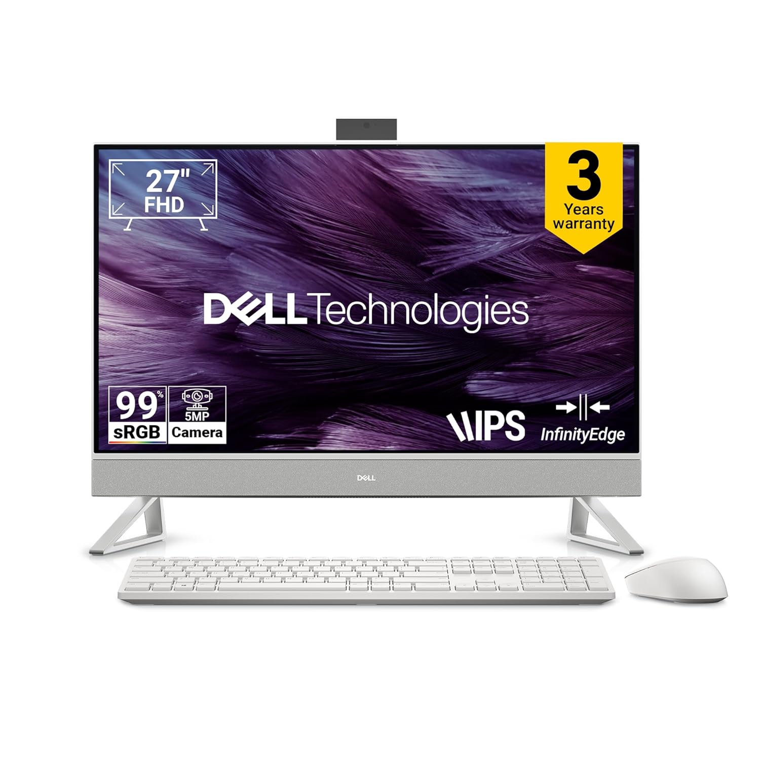 Dell 27 All-in-One|14th i7-150U, 16GB RAM DDR5 1TB SSD,Intel Graphics|27" FHD AG,IPS, 99% SRGB|Win 11+MSO'24+O365|Molded Speaker Grill|Intel WiFi 6e|5MP Pop-Up IR Camera|Dolby Atmos Dual Speakers