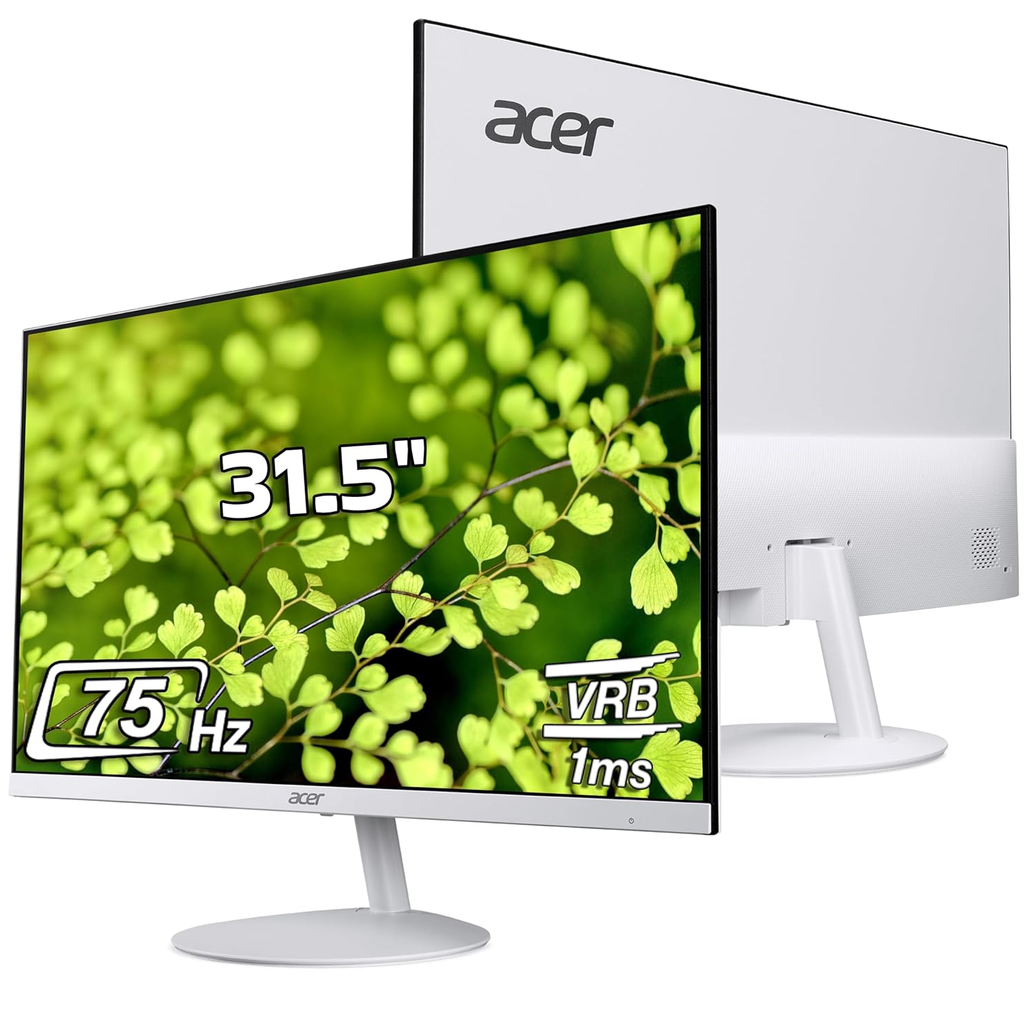 acer SA322Q 31.5 Inch Full HD 1920x1080 IPS Ultra-Slim (7.2mm) Backlit LED Monitor I 75Hz Refresh I 1 MS VRB Response I AMD Free Sync I 1xHDMI 1xVGA I Stereo Speakers I Eye Care Features I White