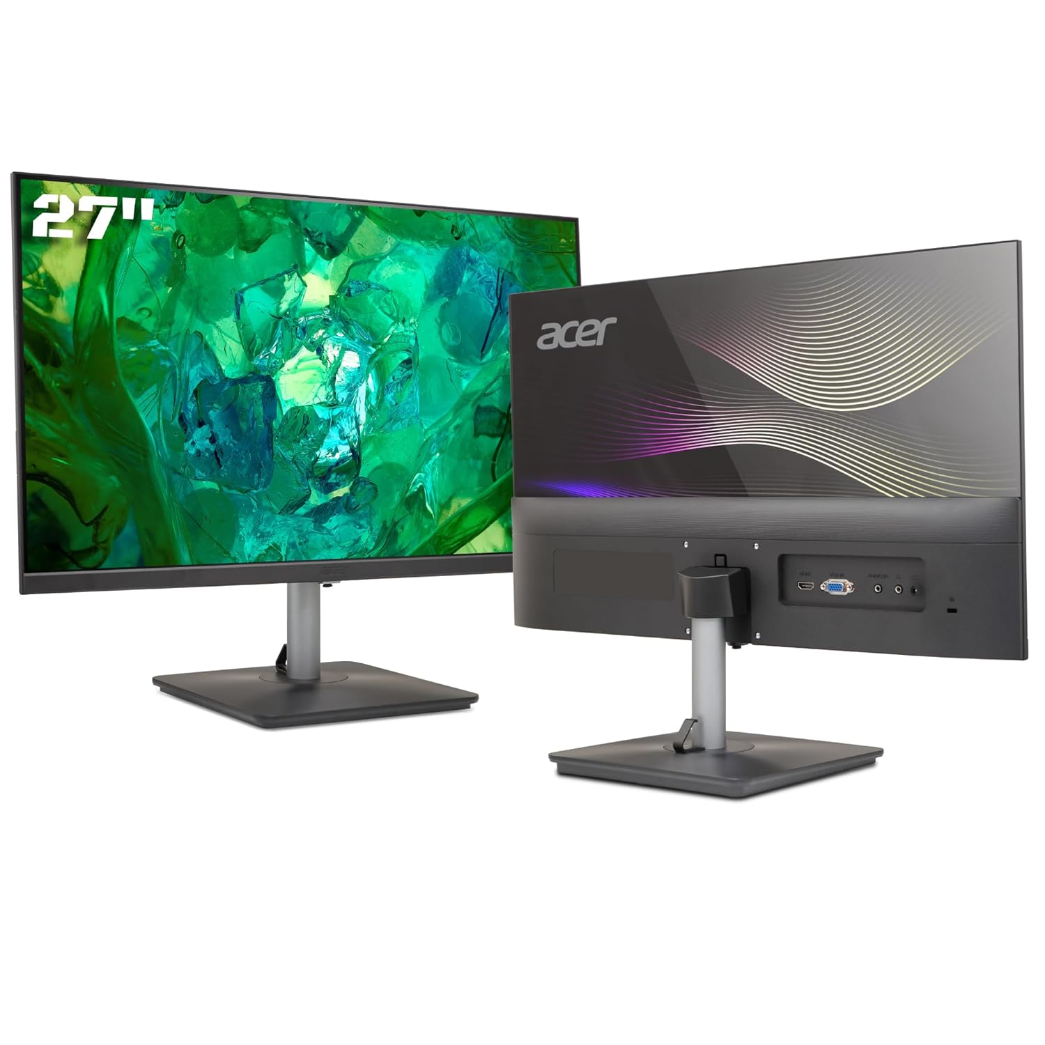 Acer RS272 27 Inch Full HD IPS Ultra-Thin (6.9mm) Backlit LED Monitor I Color Patterned Back Mood Light I Dual Glass Design, Sleek Metal Frame I 1 MS, 120Hz I 1xHDMI 1xVGA I Speakers I Eye Care