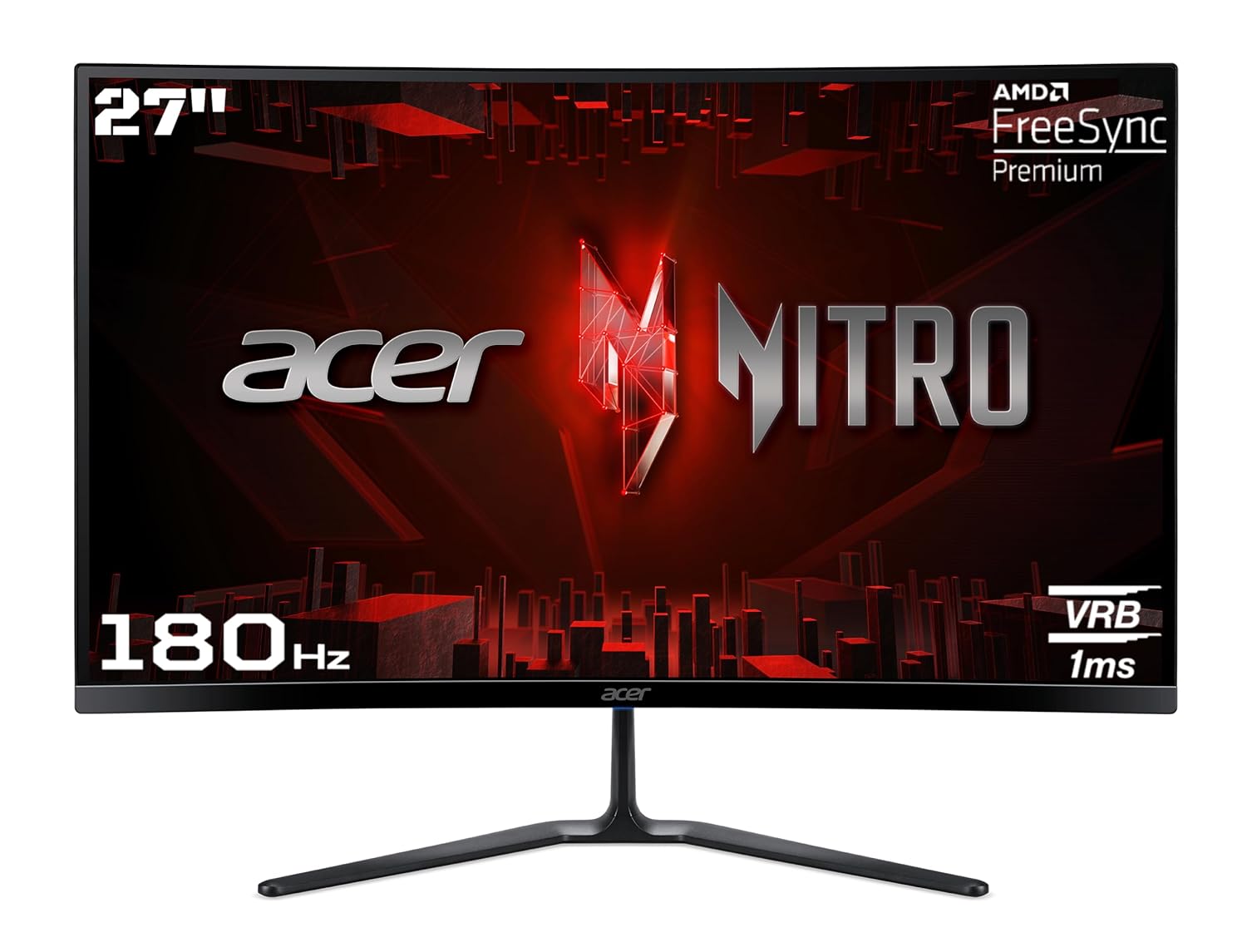acer ED270R S3 27 Inch (68.58 Cm) Full HD 1500 R Curved Gaming LCD Monitor with LED Back Light I 1MS VRB, 180Hz Refresh Rate I AMD Freesync Premium I 2 x HDMI 1 x Display Port I HDR 10 I Black