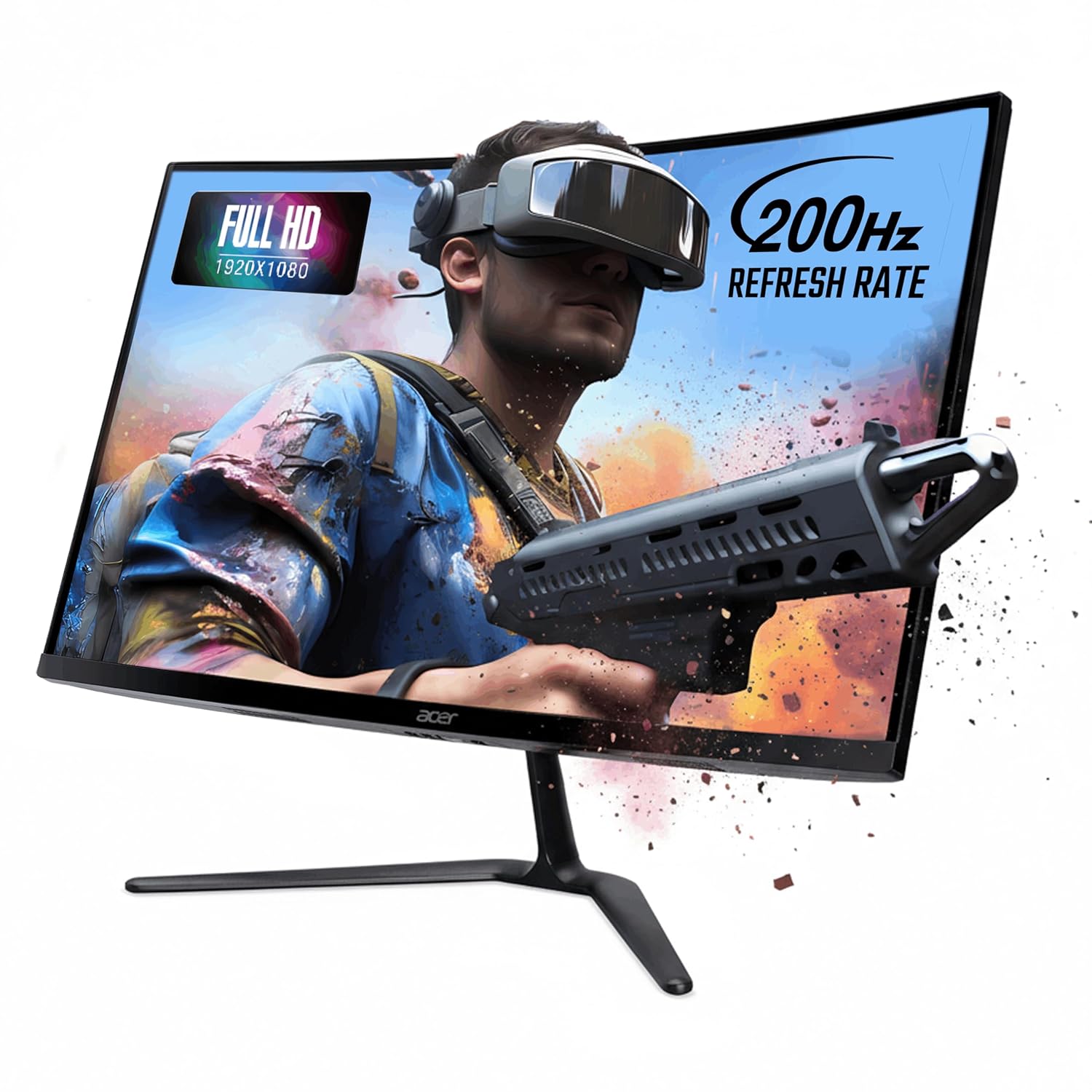 Acer Nitro ED270 X0 27 inch Full HD 1920×1080 VA Curved Gaming Monitor | 200 Hz Refresh | 1 ms VRB | AMD FreeSync Premium | HDR10, sRGB 99% | ZeroFrame | Tilt Adjust | HDMI & DisplayPorts | Black