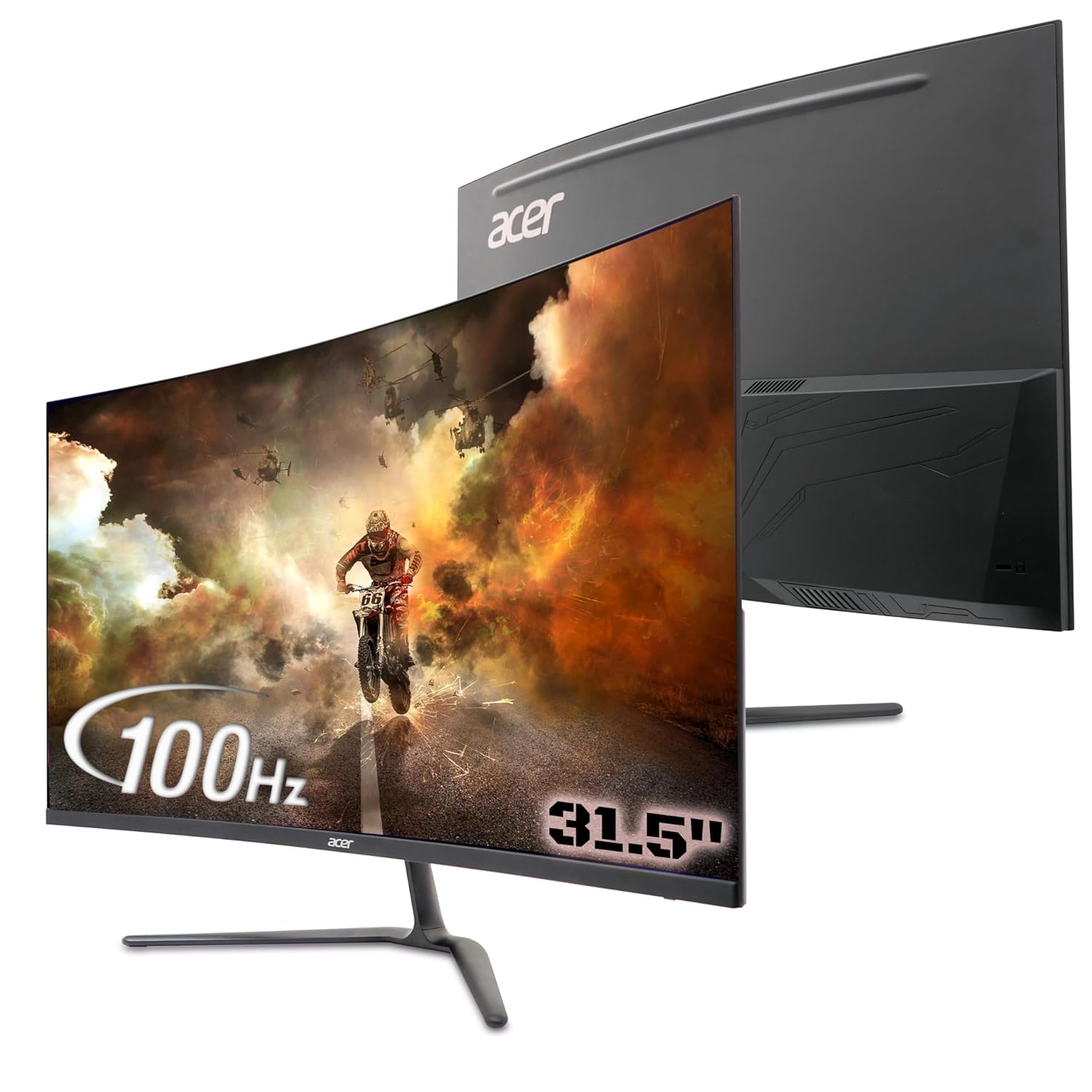 acer ED320QR H 31.5 Inch Full HD VA Panel 1500R Curved Backlight LED Monitor I 1 MS VRB I 100Hz Refresh Rate I AMD Free Sync I 1 x HDMI 1 x VGA with Inbox HDMI Cable I Tilt Option I Eye Care Features