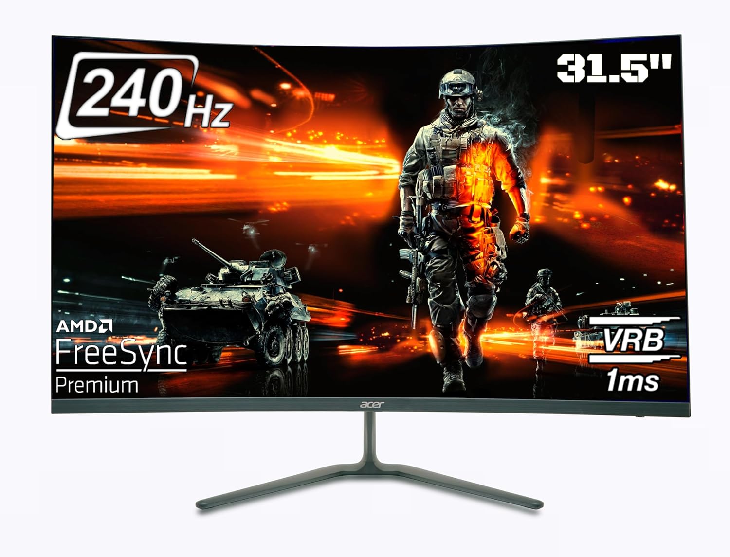 acer ED320Q X2 31.5 Inch Full HD 1500R Curved VA Panel Gaming Backlit LED LCD Monitor I 1MS VRB, 240Hz Refresh Rate I AMD FreeSync Premium I 2 x HDMI(2.0) 1 x DP(1.4), Audio Out I 2W x 2 Speakers