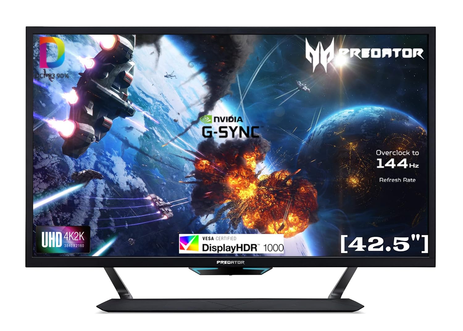 acer Predator Cg437K 42.5 Inch (107.95 Cm) LCD 4K Uhd 3840 X 2160 Pixels Resolution Gaming Monitor, G-Sync Compatible, Vesa Certified Displayhdr 1000, 144Hz, 1Ms Vrb (Black)
