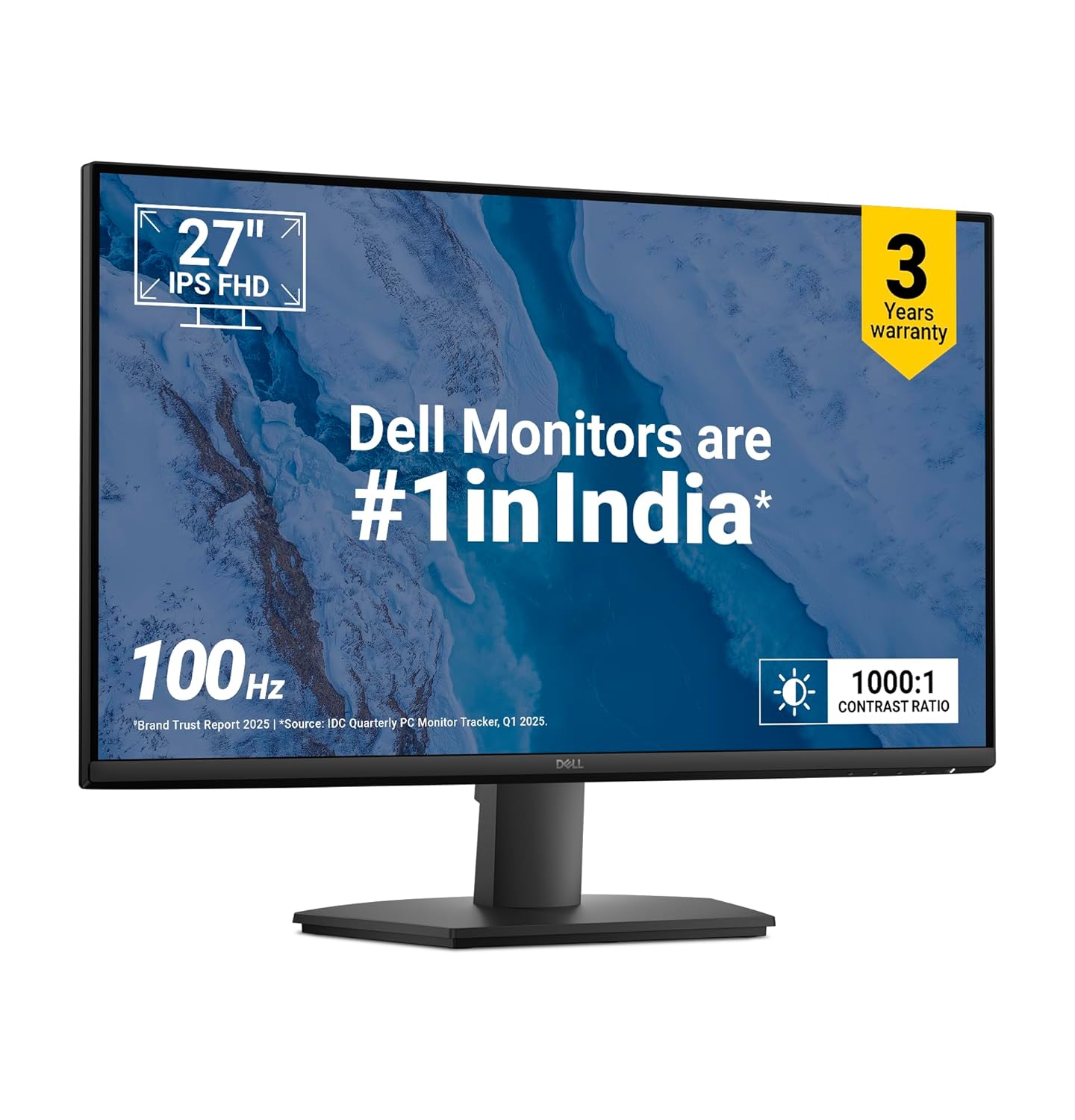 Dell SE2725HM 27"/68.58 cm FHD Monitor, Ultra-Thin Bezels, 100Hz IPS Panel, 5 ms Response, Contrast 1000:1, Tilt Adjust, HDMI, VGA, Warranty 3 Years, Comfortview Plus, TÜV Rheinland 3-Star Eye Comfort
